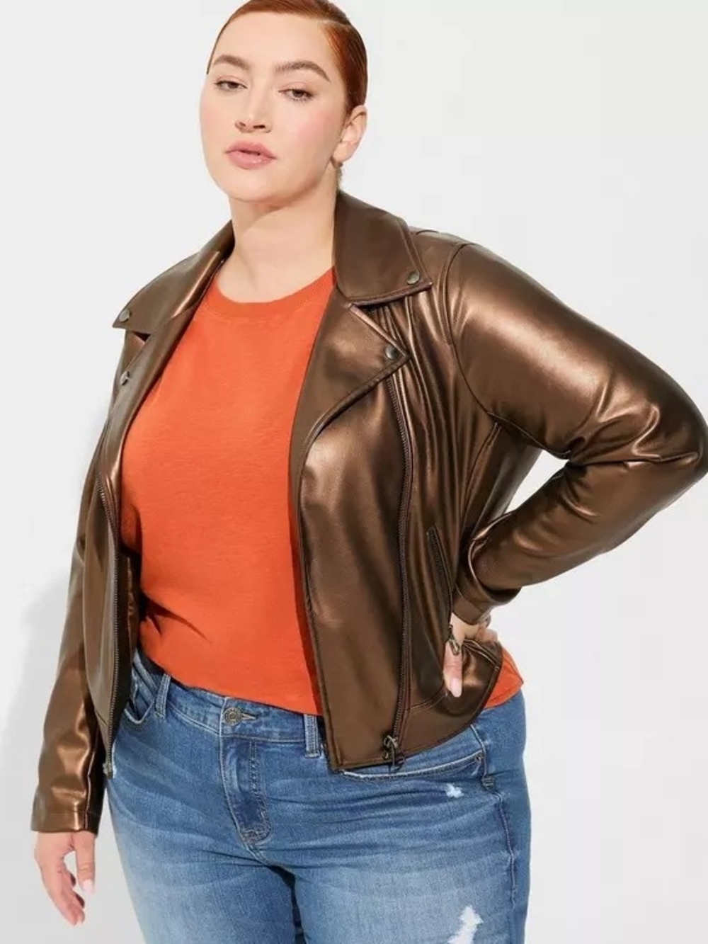 Torrid Metallic Copper Moto Jacket - Picture 2 of 7